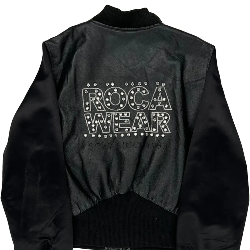 Rocawear Studded Bomber Jacket - Large Black Polyester - Image 6