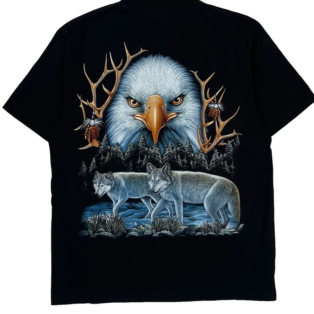 Rock Eagle Single Stitch T-Shirt - Large Black Cotton - Image 6