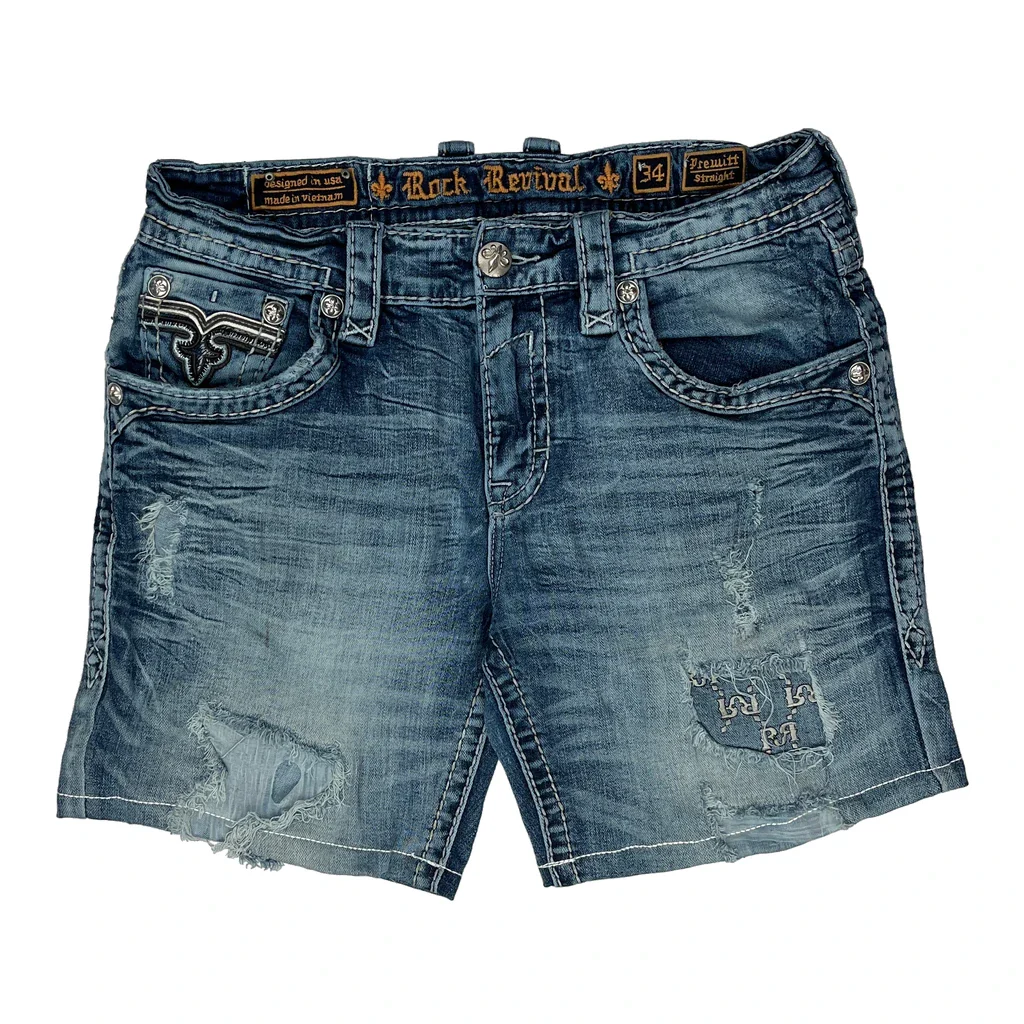 Rock Revival Denim Shorts - 34W 10L Blue Cotton - Image 2