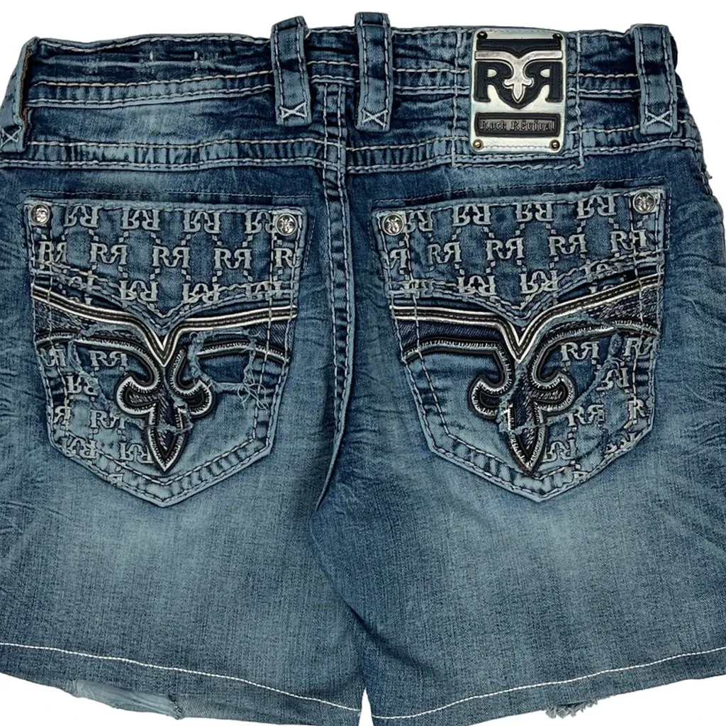 Rock Revival Denim Shorts - 34W 10L Blue Cotton - Image 9