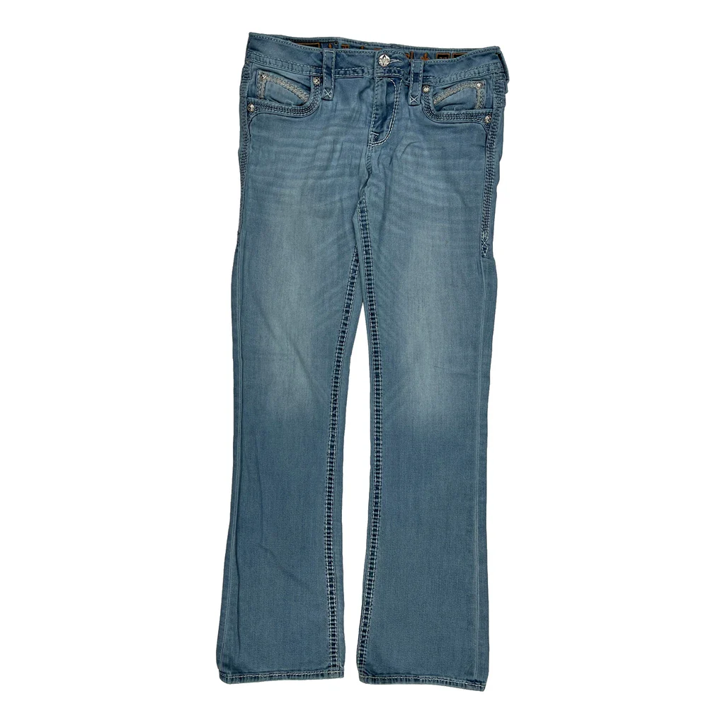 Rock Revival Boot Cut Jeans - 30W UK 8 Light Wash Cotton - Image 2