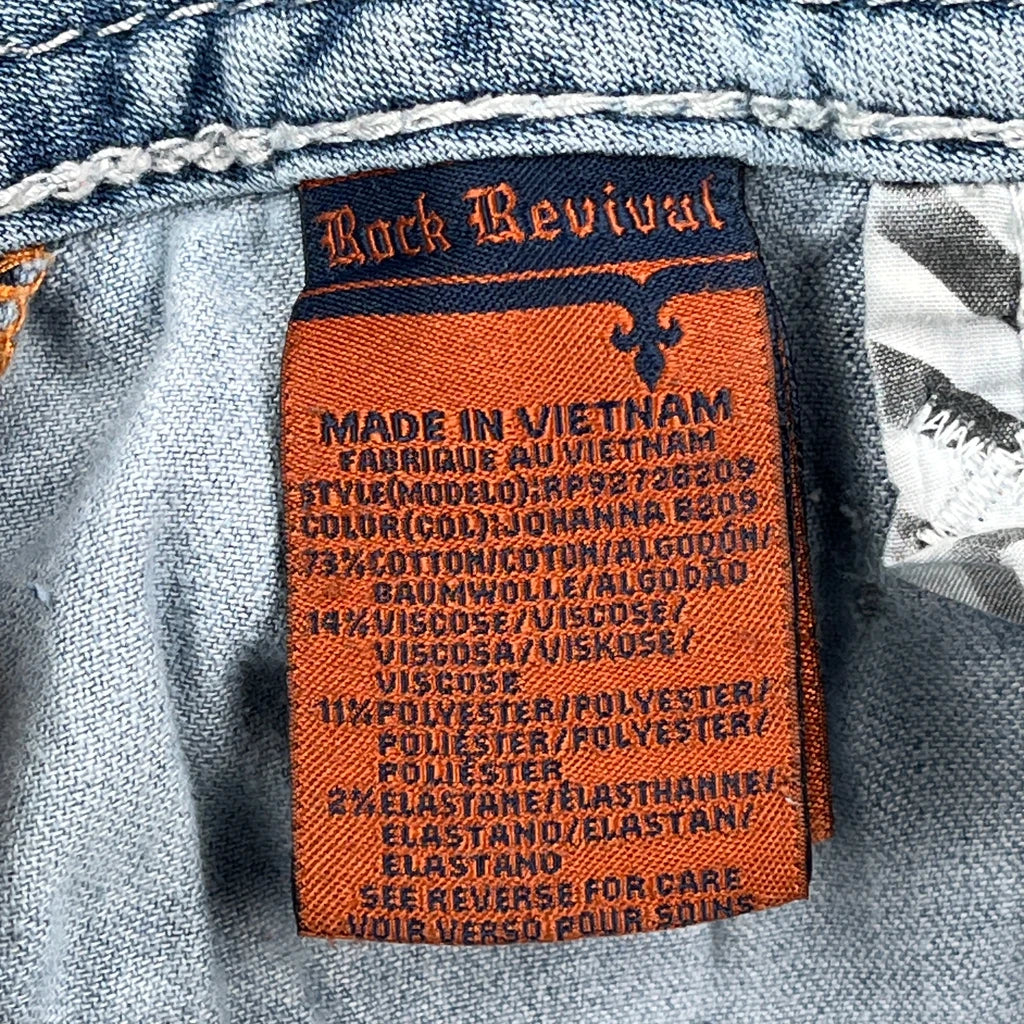 Rock Revival Boot Cut Jeans - 30W UK 8 Light Wash Cotton - Image 6