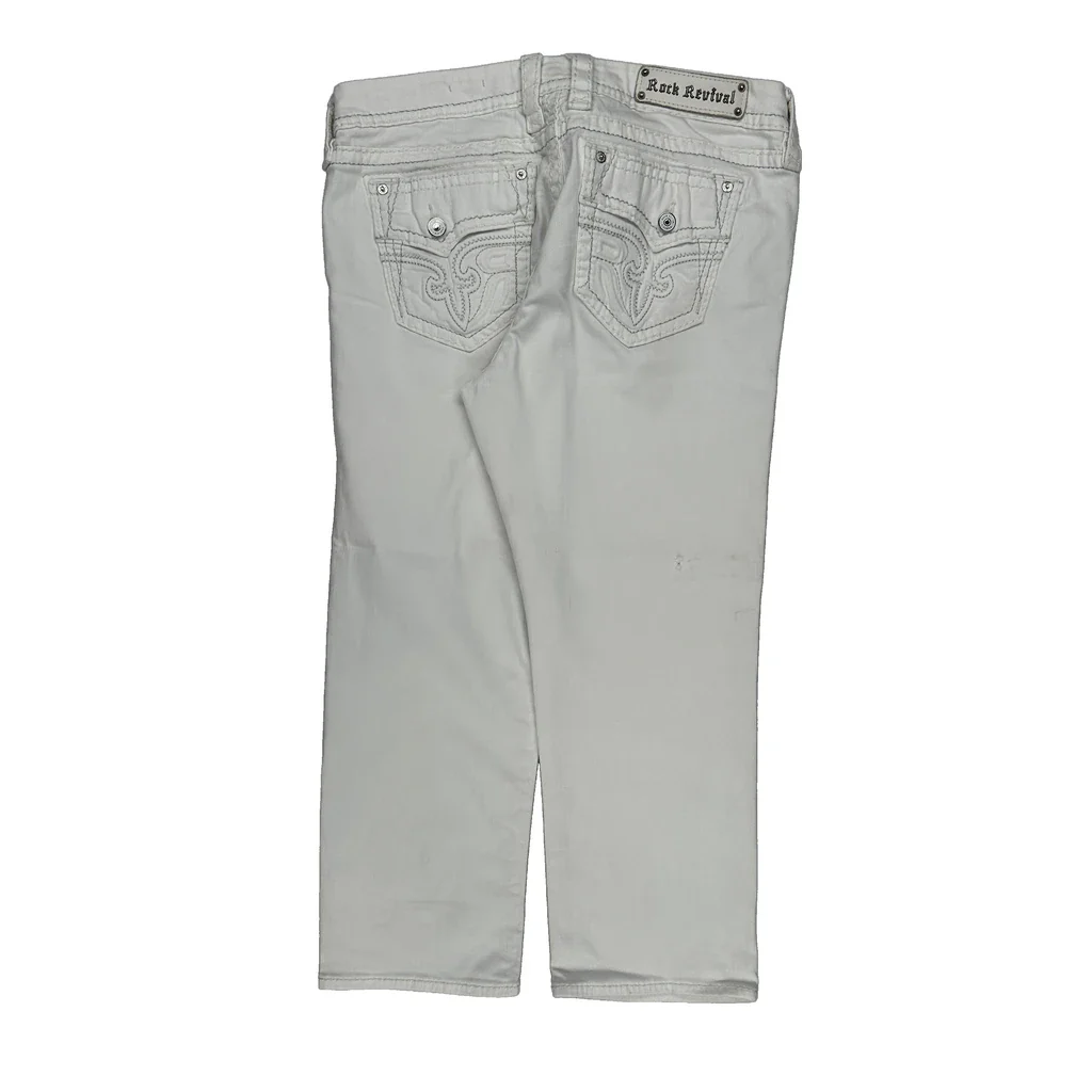 Rock Revival Jeans - 36W UK 14 White Cotton