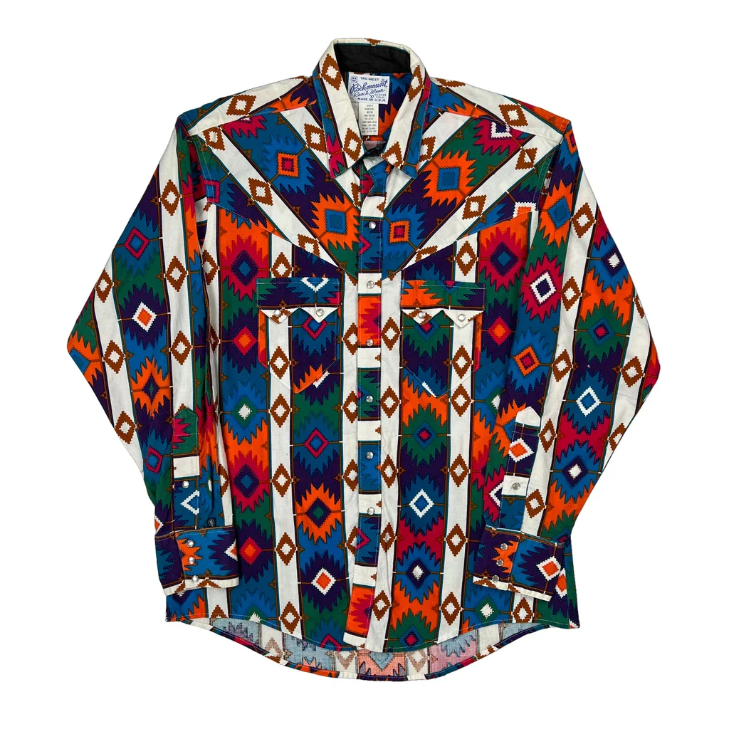 Rockmount Patterned Shirt - Medium Multicoloured Cotton