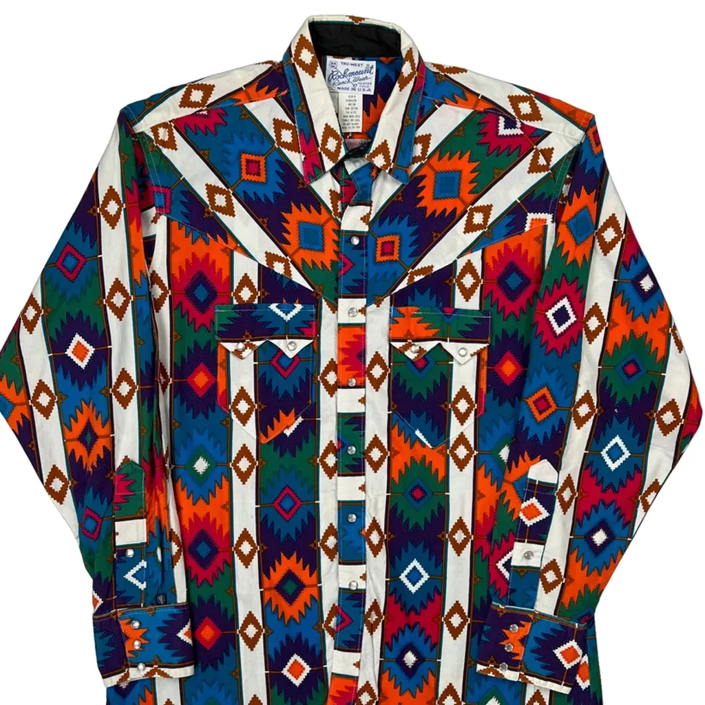 Rockmount Patterned Shirt - Medium Multicoloured Cotton - Image 4