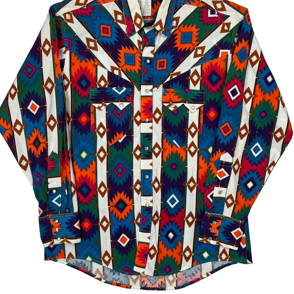 Rockmount Patterned Shirt - Medium Multicoloured Cotton - Image 5