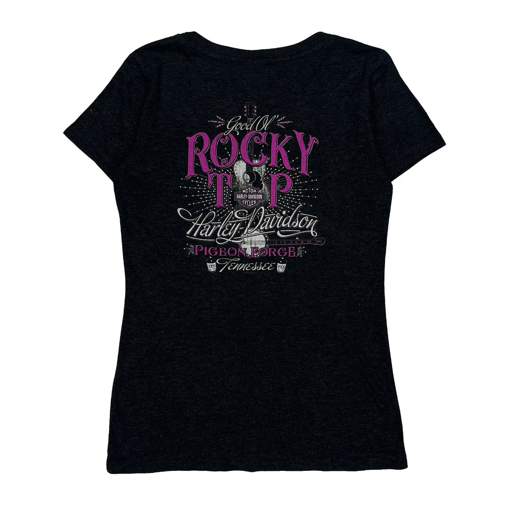 Rocky Top Harley Davidson Graphic T-Shirt - Large Black Cotton - Image 2