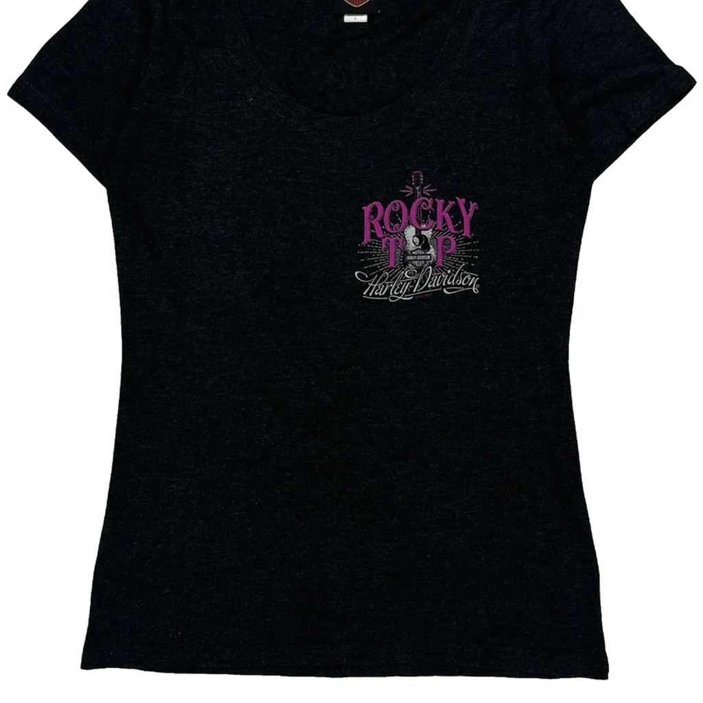 Rocky Top Harley Davidson Graphic T-Shirt - Large Black Cotton - Image 4