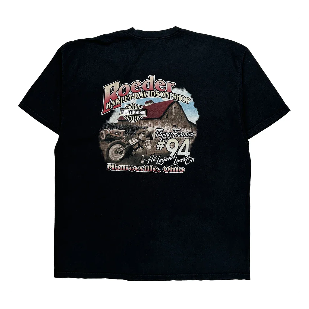 Roeder Harley Davidson Shop Harley Davidson Graphic T-Shirt - 2XL Black Cotton - Image 2