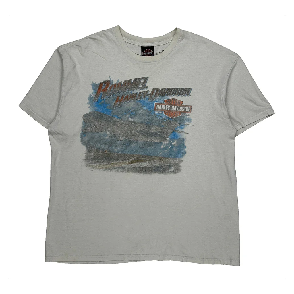 Rommel Harley-Davidson Harley Davidson Graphic T-Shirt - XL White Cotton