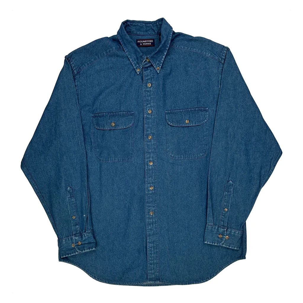Roundtree & Yorke Denim Shirt - Large Blue Cotton