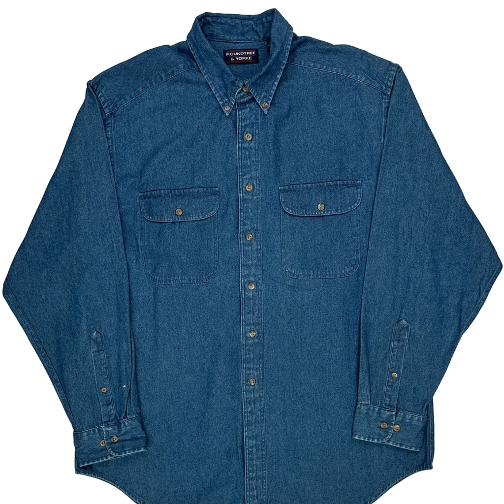 Roundtree & Yorke Denim Shirt - Large Blue Cotton - Image 5
