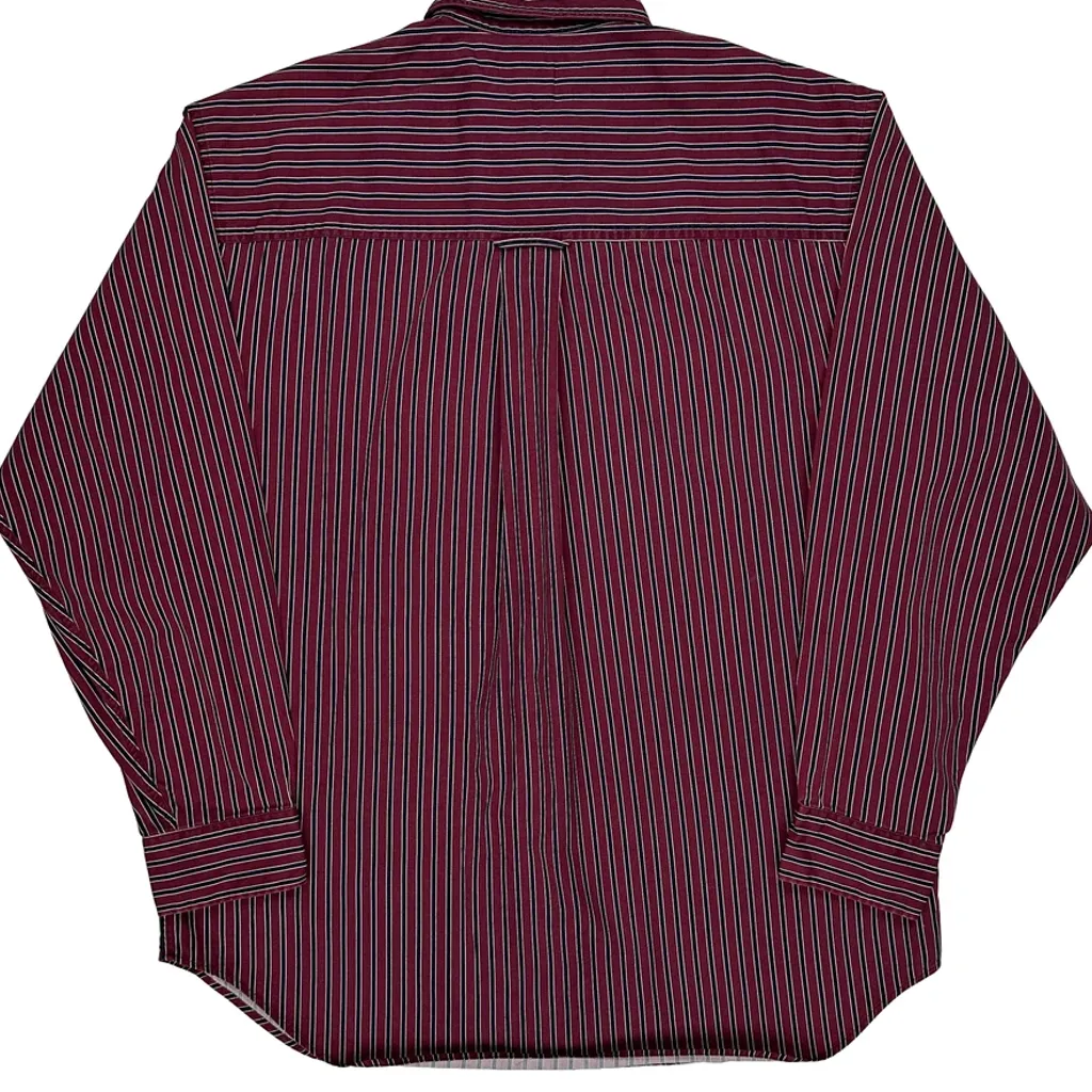 Roundtree & Yorke Striped Shirt - Large Burgundy Cotton - Image 6