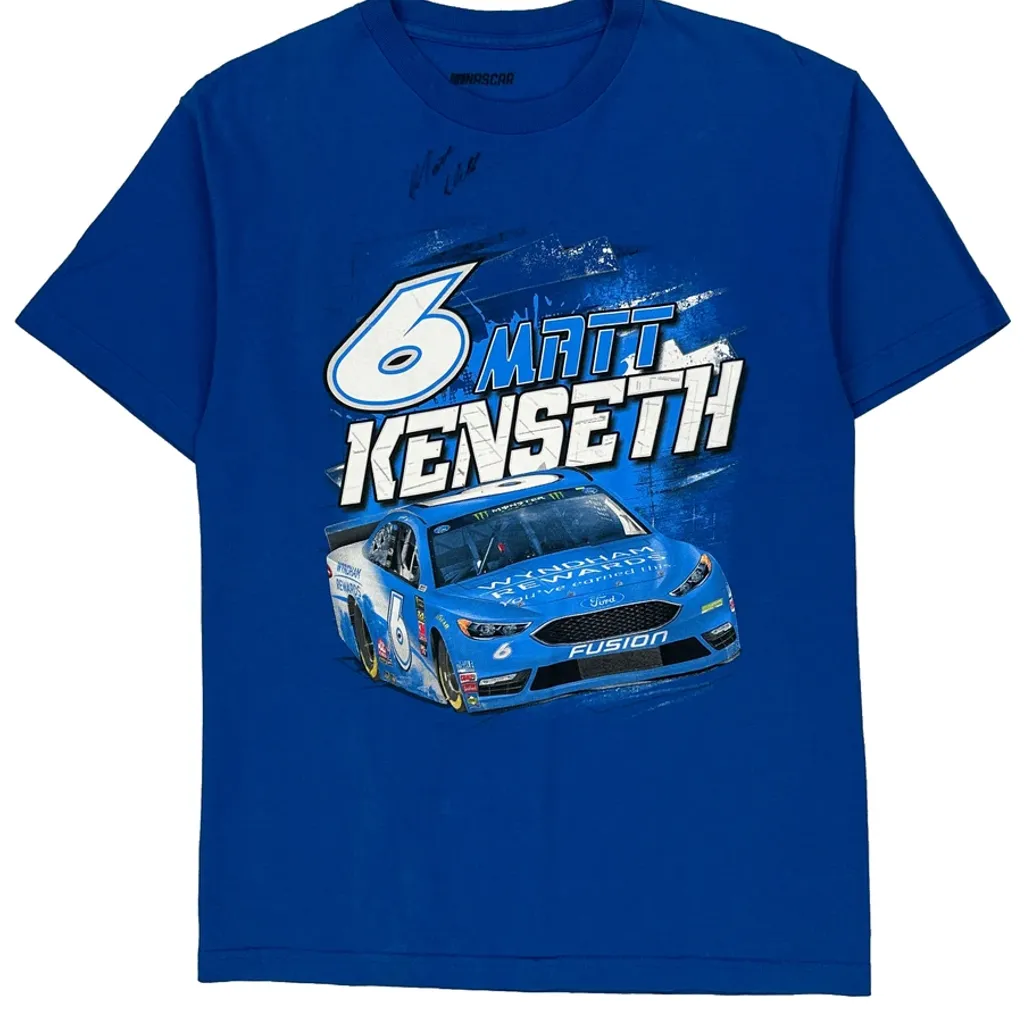 Roush Fenway Racing Nascar Graphic T-Shirt - Medium Blue Cotton - Image 4