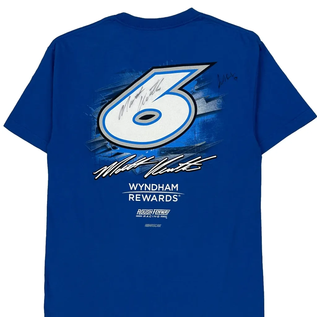 Roush Fenway Racing Nascar Graphic T-Shirt - Medium Blue Cotton - Image 6