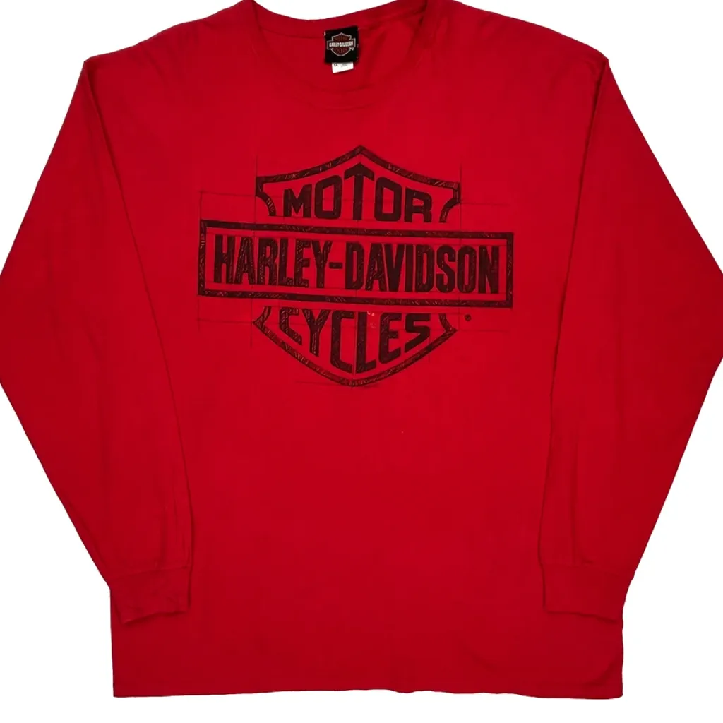 Route 66 Harley Davidson Graphic Long Sleeve T-Shirt - XL Red Cotton - Image 5