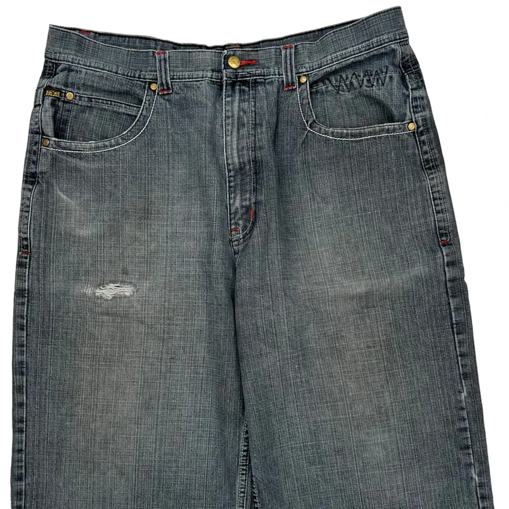 Royal Blue Baggy Denim Shorts - 38W 16L Gray Cotton - Image 10