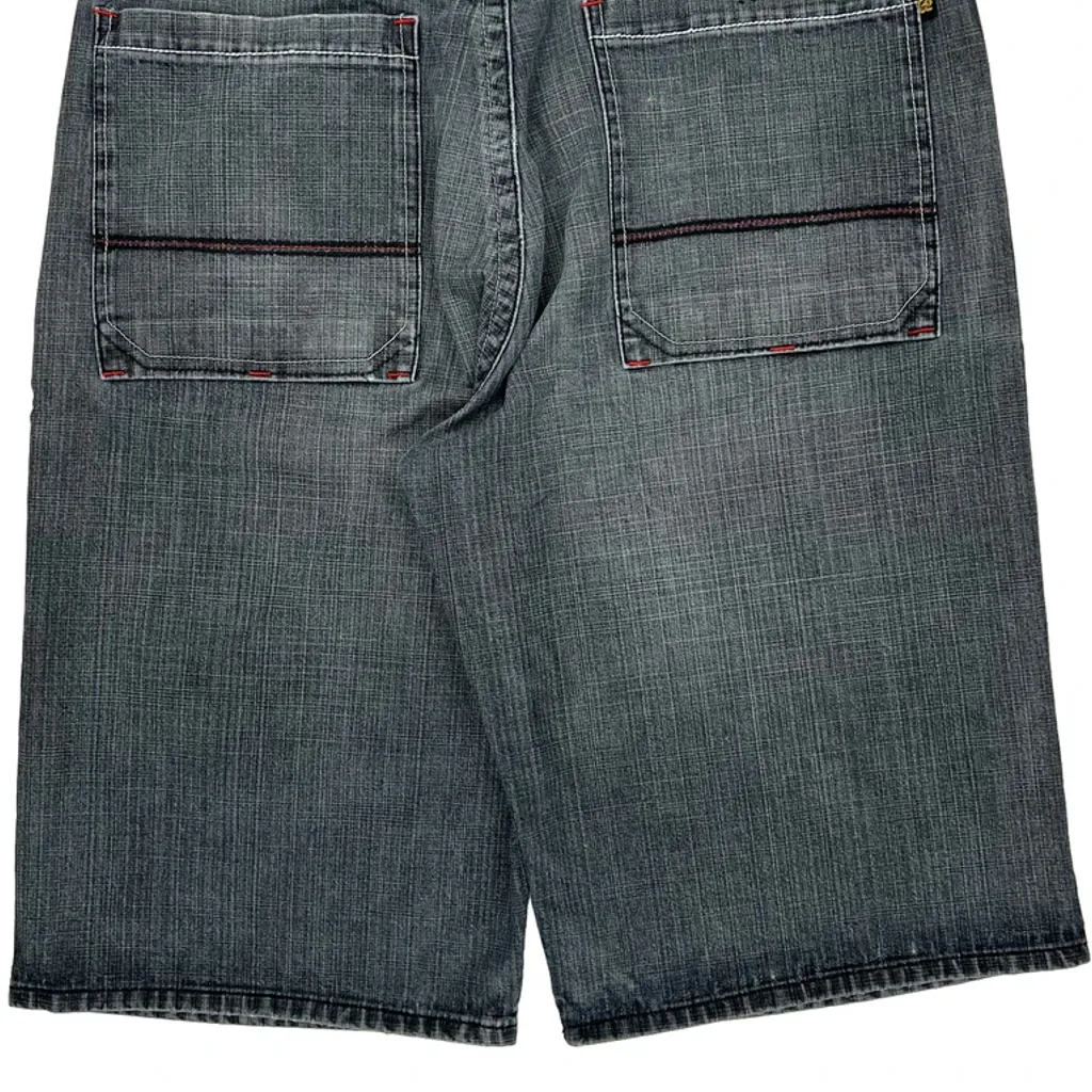 Royal Blue Baggy Denim Shorts - 38W 16L Gray Cotton - Image 8