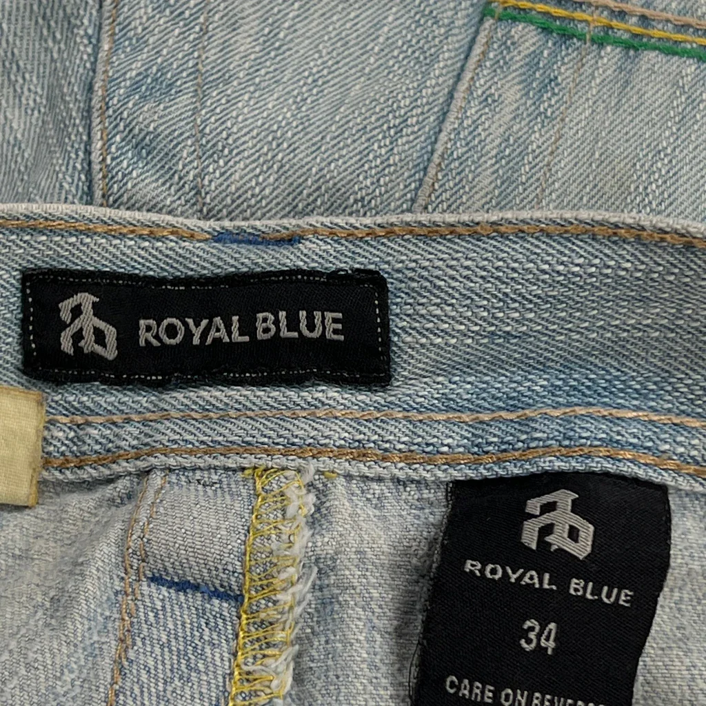 Royal Blue Denim Shorts - 34W 9L Light Wash Denim - Image 6