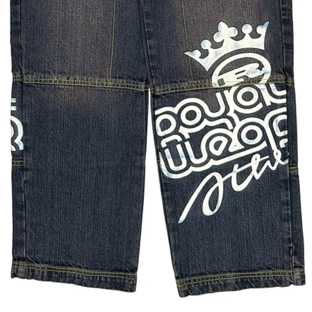 Royal Wear Baggy Graphic Jeans - 28W 29L Blue Denim - Image 10