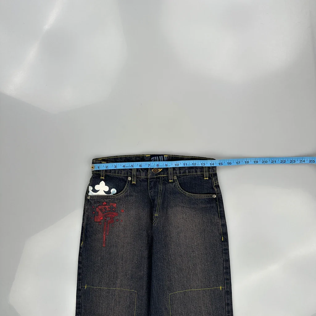 Royal Wear Baggy Graphic Jeans - 28W 29L Blue Denim - Image 3