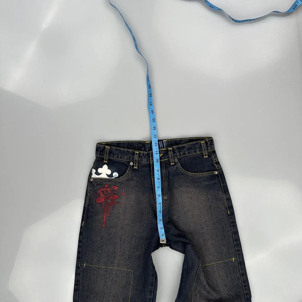 Royal Wear Baggy Graphic Jeans - 28W 29L Blue Denim - Image 4