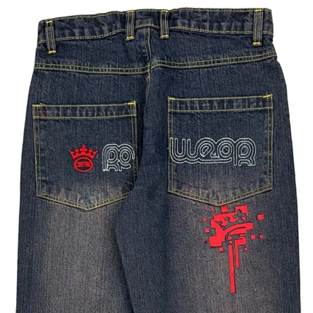 Royal Wear Baggy Graphic Jeans - 28W 29L Blue Denim - Image 8