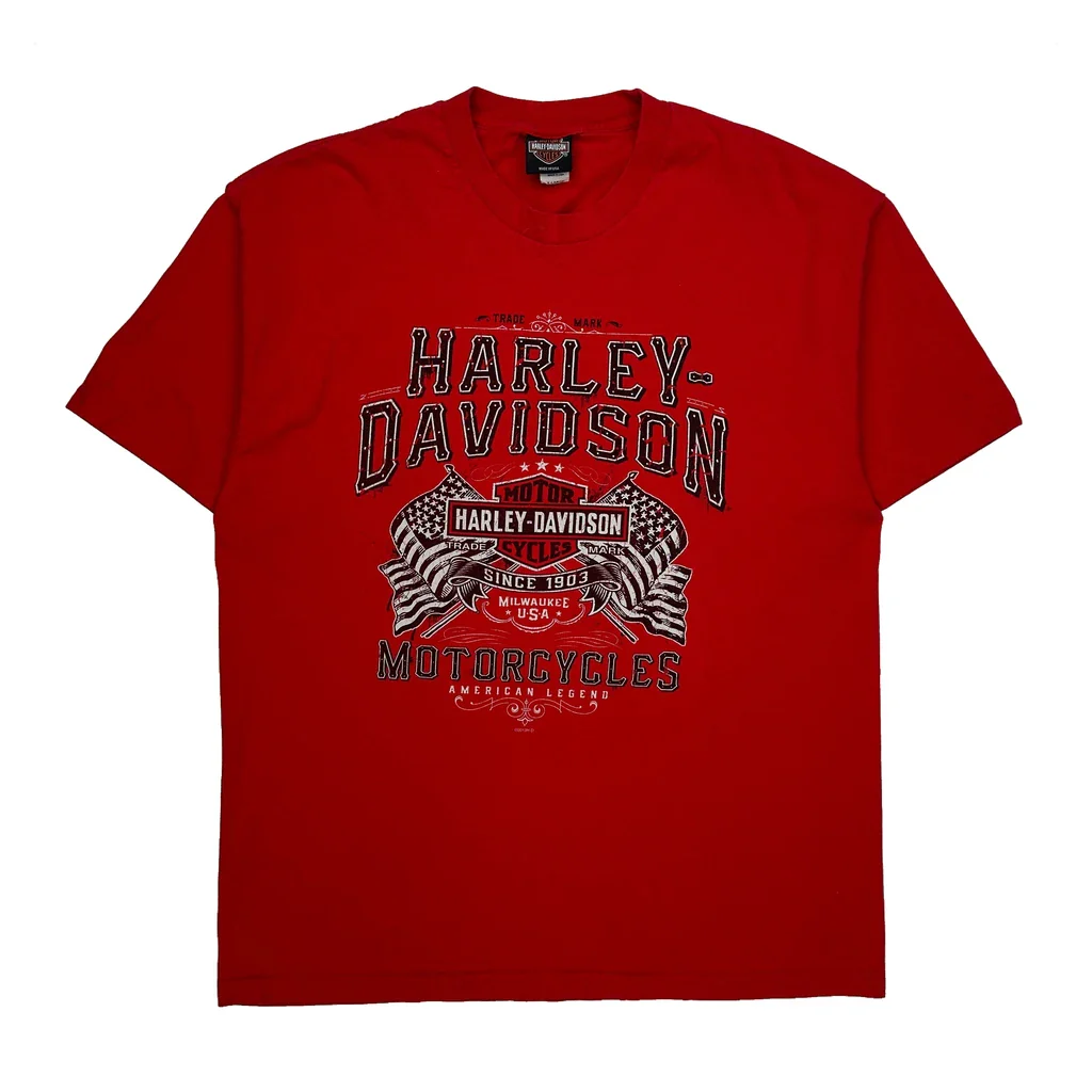 Rubber City Harley-Davidson Harley Davidson Graphic T-Shirt - XL Red Cotton