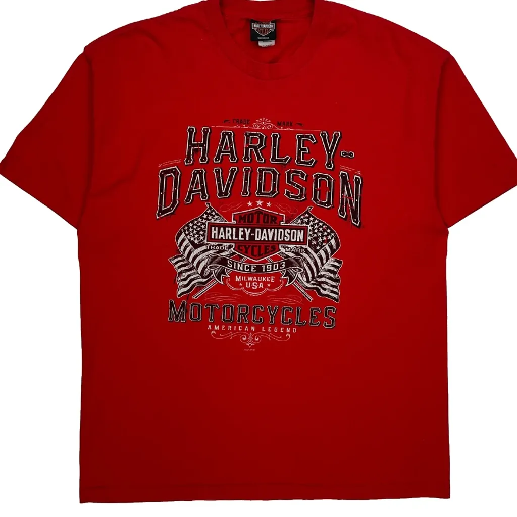 Rubber City Harley-Davidson Harley Davidson Graphic T-Shirt - XL Red Cotton - Image 4