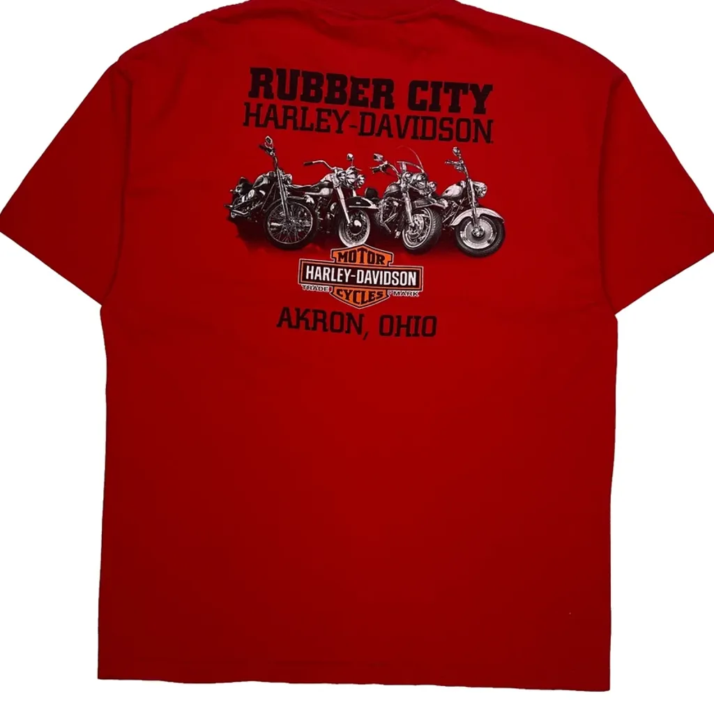 Rubber City Harley-Davidson Harley Davidson Graphic T-Shirt - XL Red Cotton - Image 6