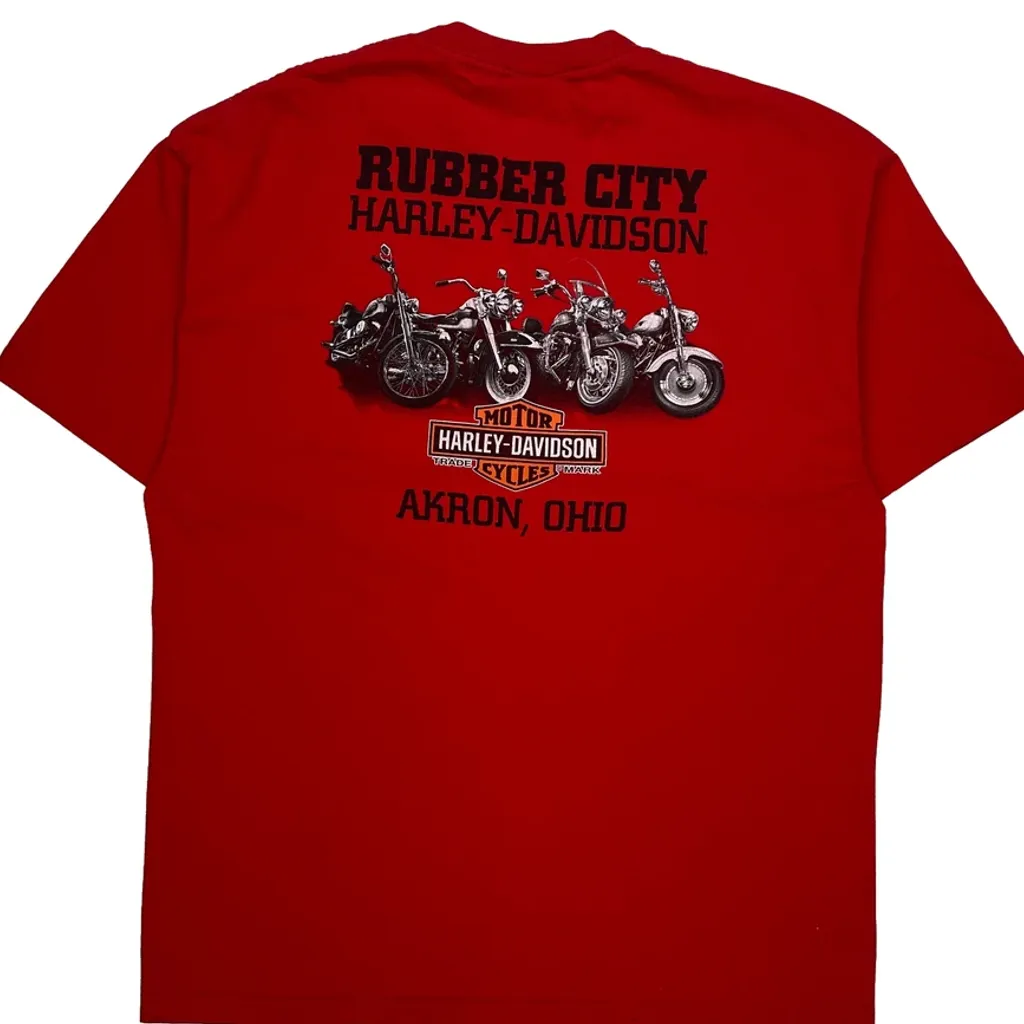 Rubber City Harley-Davidson Harley Davidson Graphic T-Shirt - XL Red Cotton - Image 7