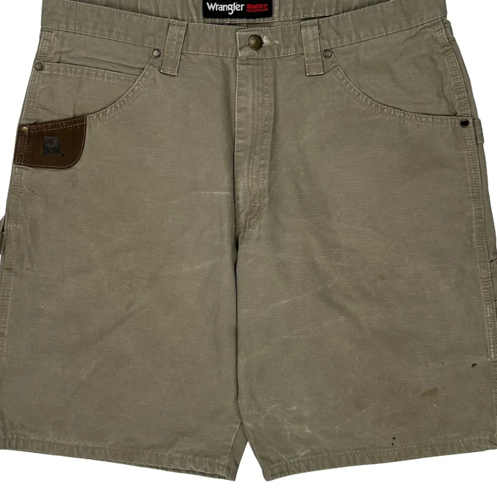 Rugged Wear Wrangler Carpenter Shorts - 36W 9L Khaki Cotton - Image 10