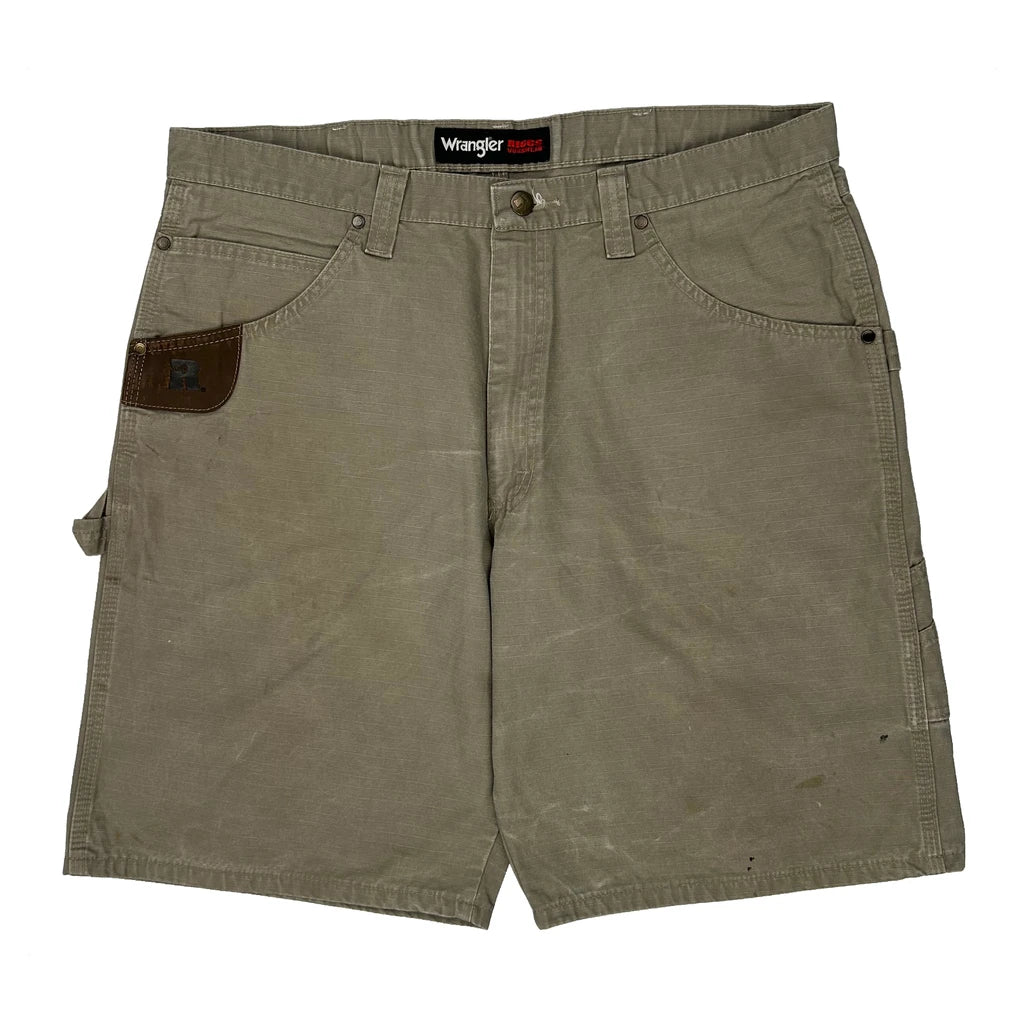 Rugged Wear Wrangler Carpenter Shorts - 36W 9L Khaki Cotton - Image 2