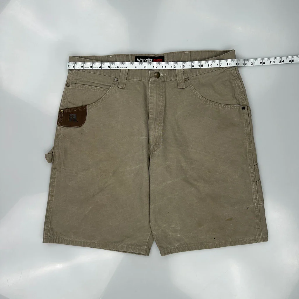 Rugged Wear Wrangler Carpenter Shorts - 36W 9L Khaki Cotton - Image 3