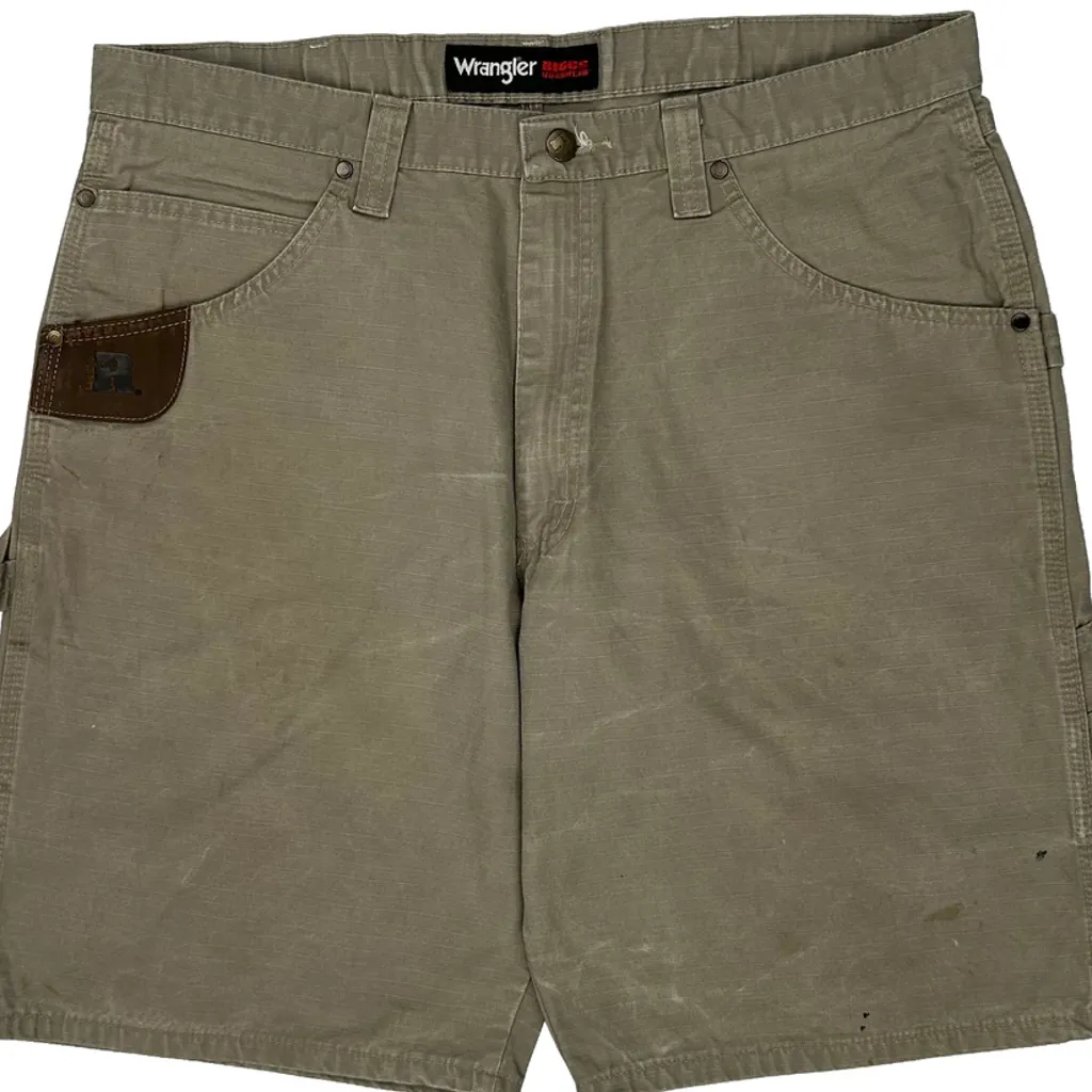 Rugged Wear Wrangler Carpenter Shorts - 36W 9L Khaki Cotton - Image 9