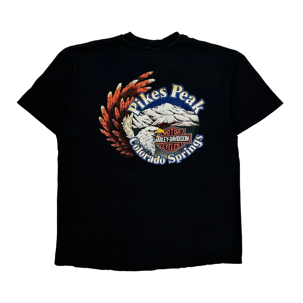 Running With The Pack Harley Davidson Graphic T-Shirt - XL Black Cotton - Image 2