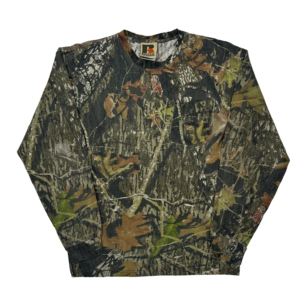 Russell Athletic Camo Long Sleeve T-Shirt - XL Camo Cotton