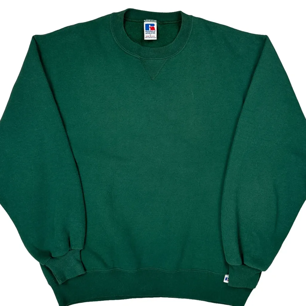 Russell Athletic Sweatshirt - Large Green Cotton - Image 4