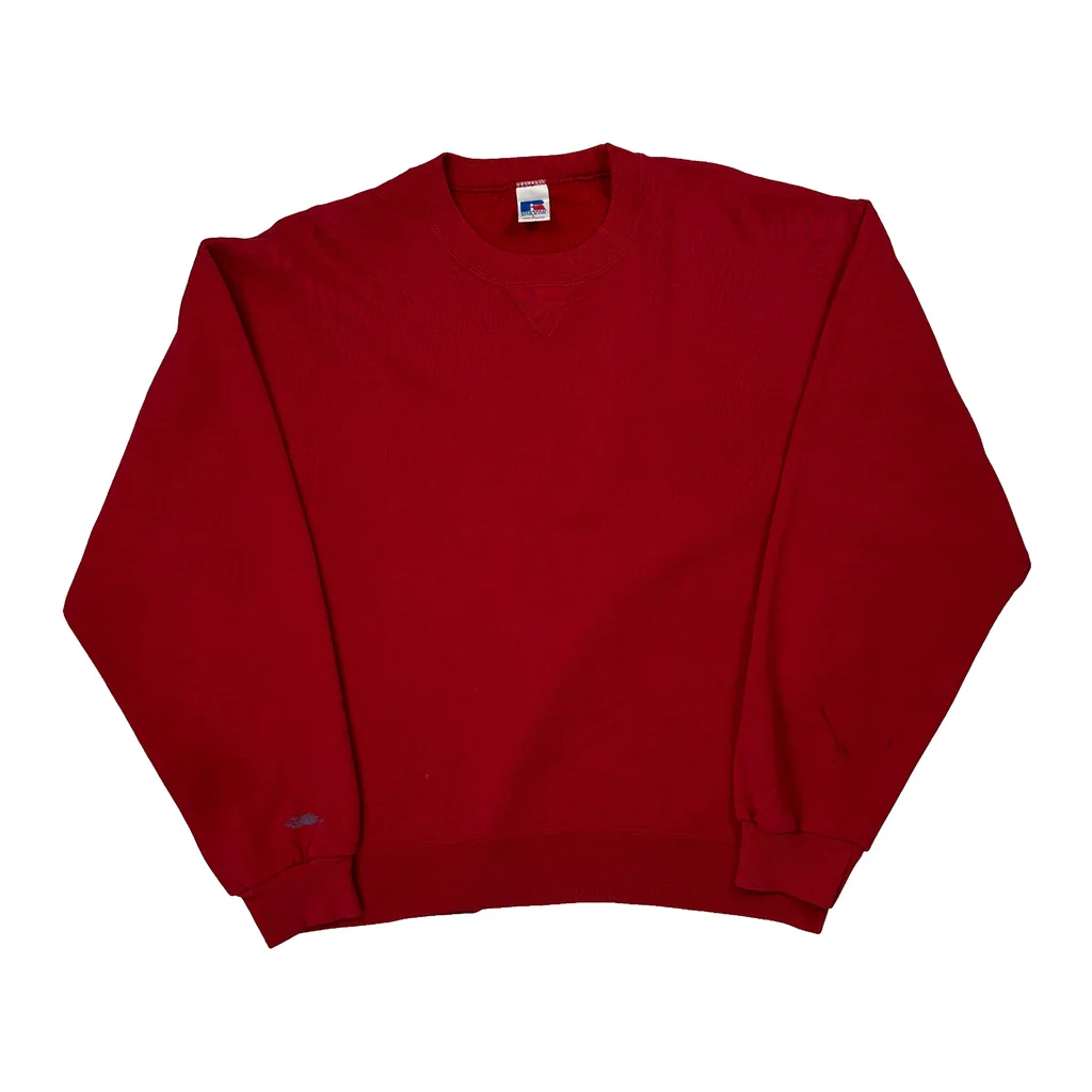 Russell Athletic Sweatshirt - Large Red Cotton
