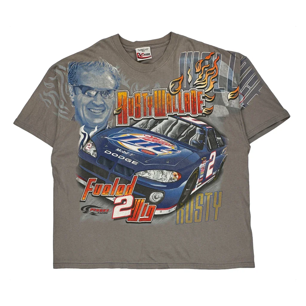 Rusty Wallace Chase Authentics Graphic Aop T-Shirt - 4XL Grey Cotton