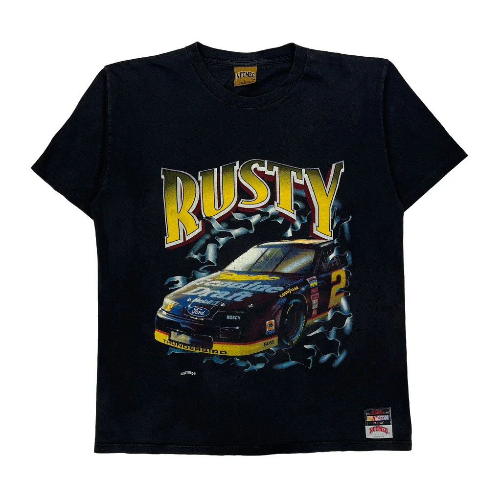 Rusty Wallace Nutmeg Nascar T-Shirt - Large Black Cotton