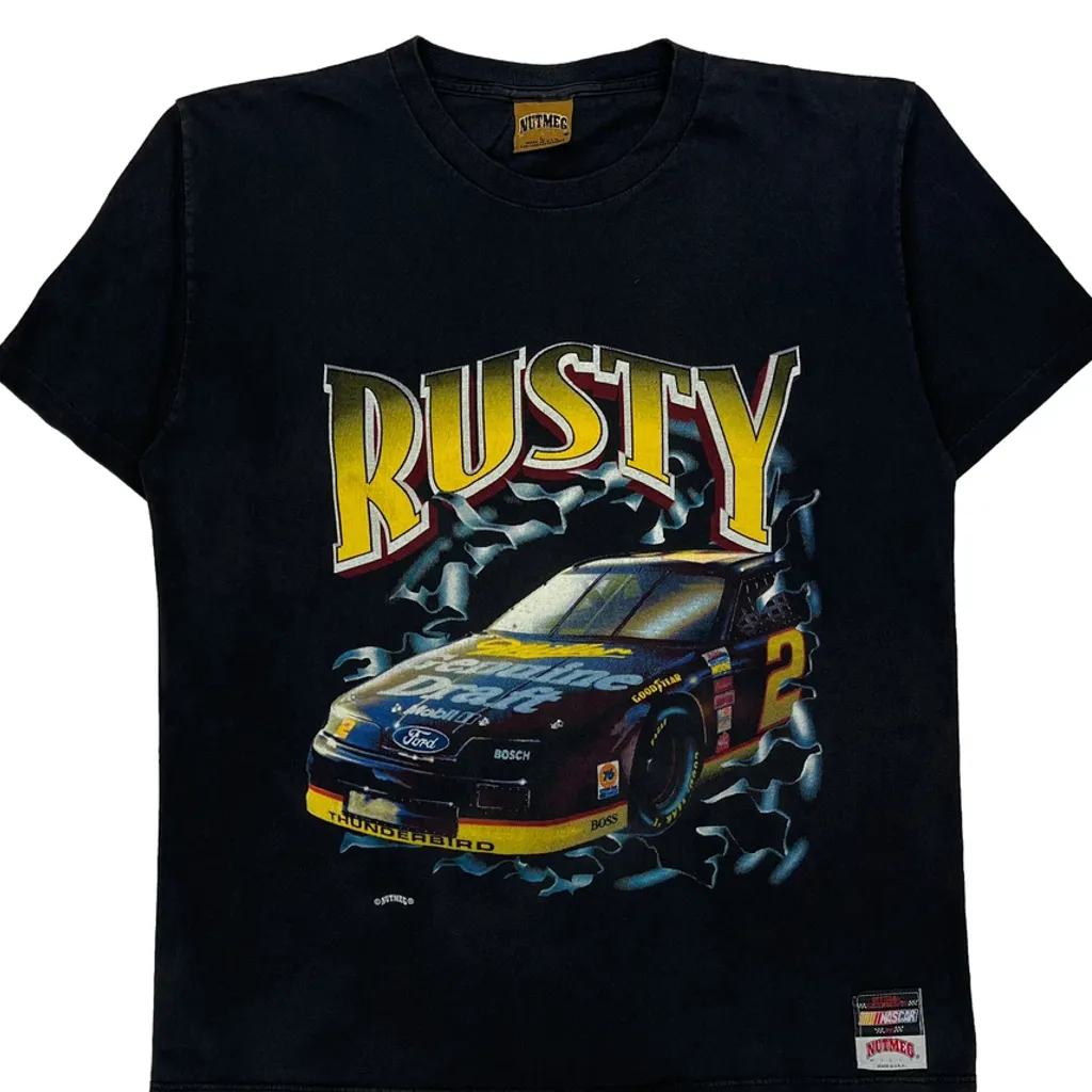 Rusty Wallace Nutmeg Nascar T-Shirt - Large Black Cotton - Image 4