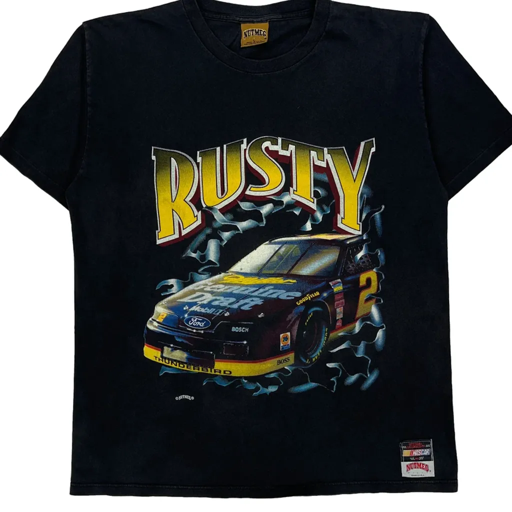 Rusty Wallace Nutmeg Nascar T-Shirt - Large Black Cotton - Image 5
