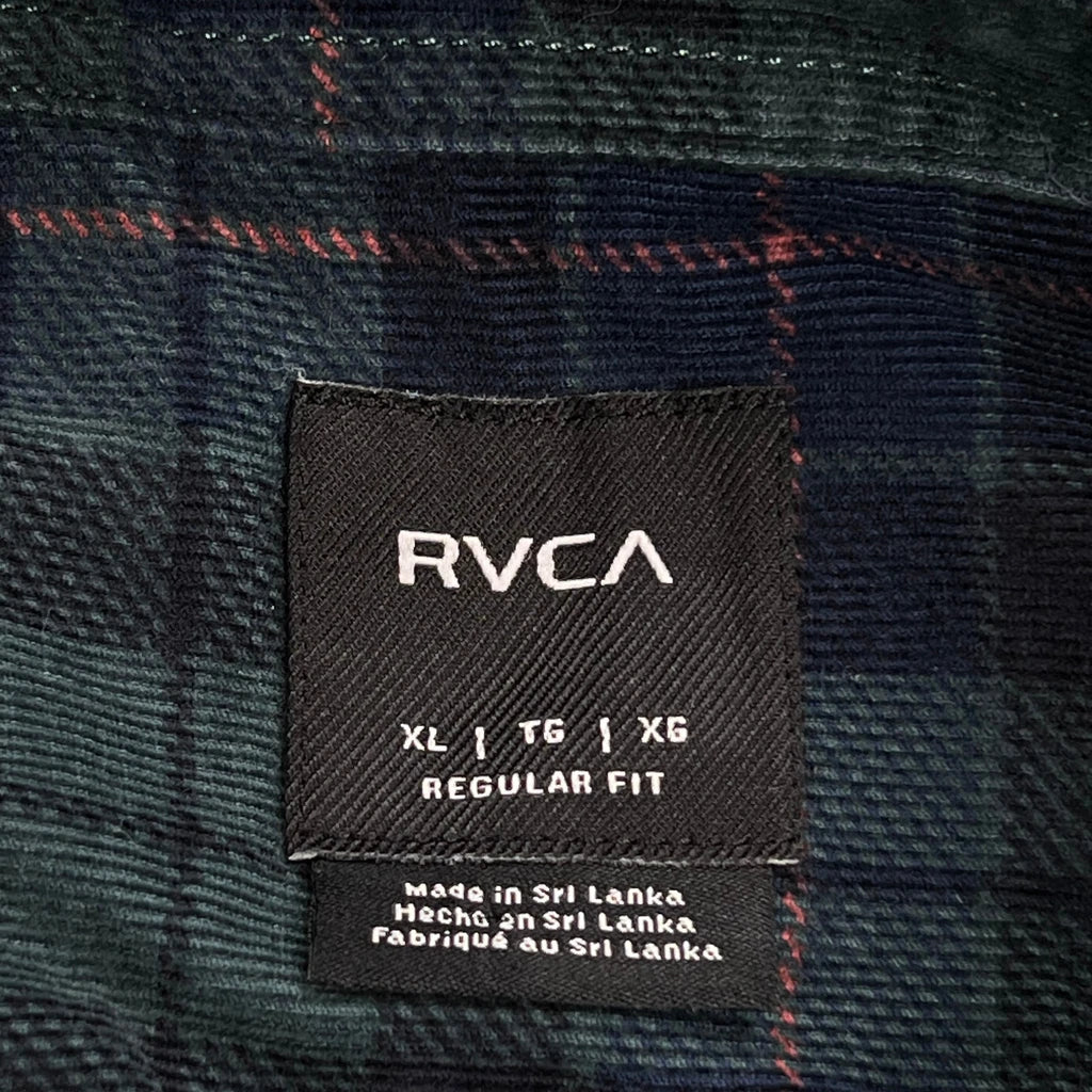 Rvca Checked Flannel Shirt - XL Blue Cotton - Image 3
