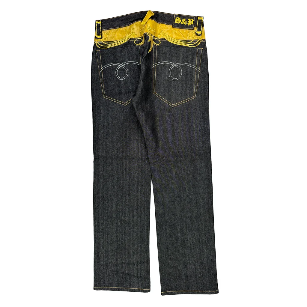 S&P Graphic Loose Straight Jeans - 35W 34L Dark Wash Denim