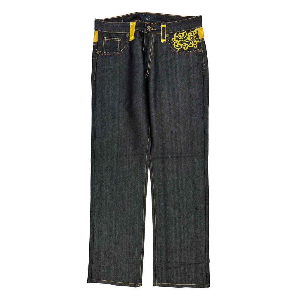 S&P Graphic Loose Straight Jeans - 35W 34L Dark Wash Denim - Image 2