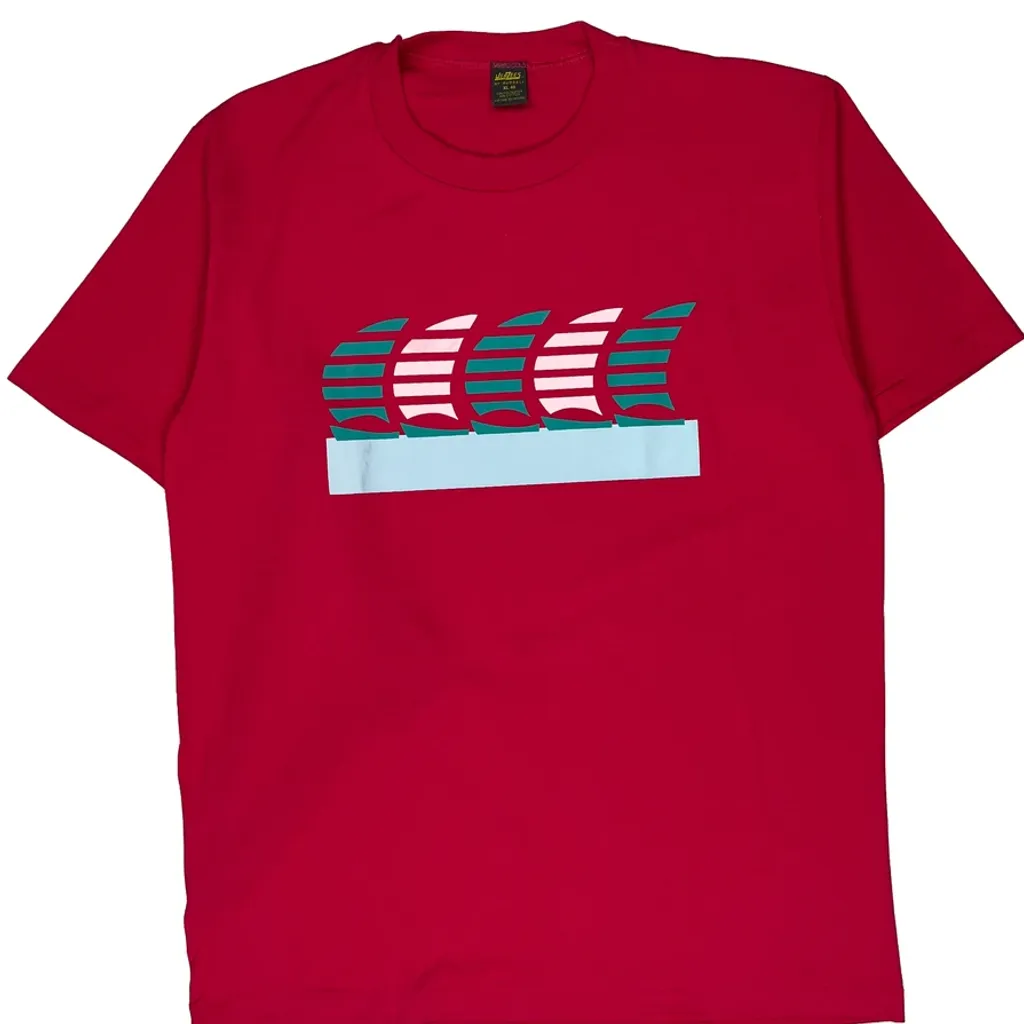 Sailboat Design Jerzees Single Stitch T-Shirt - XL Red Polyester Blend - Image 5
