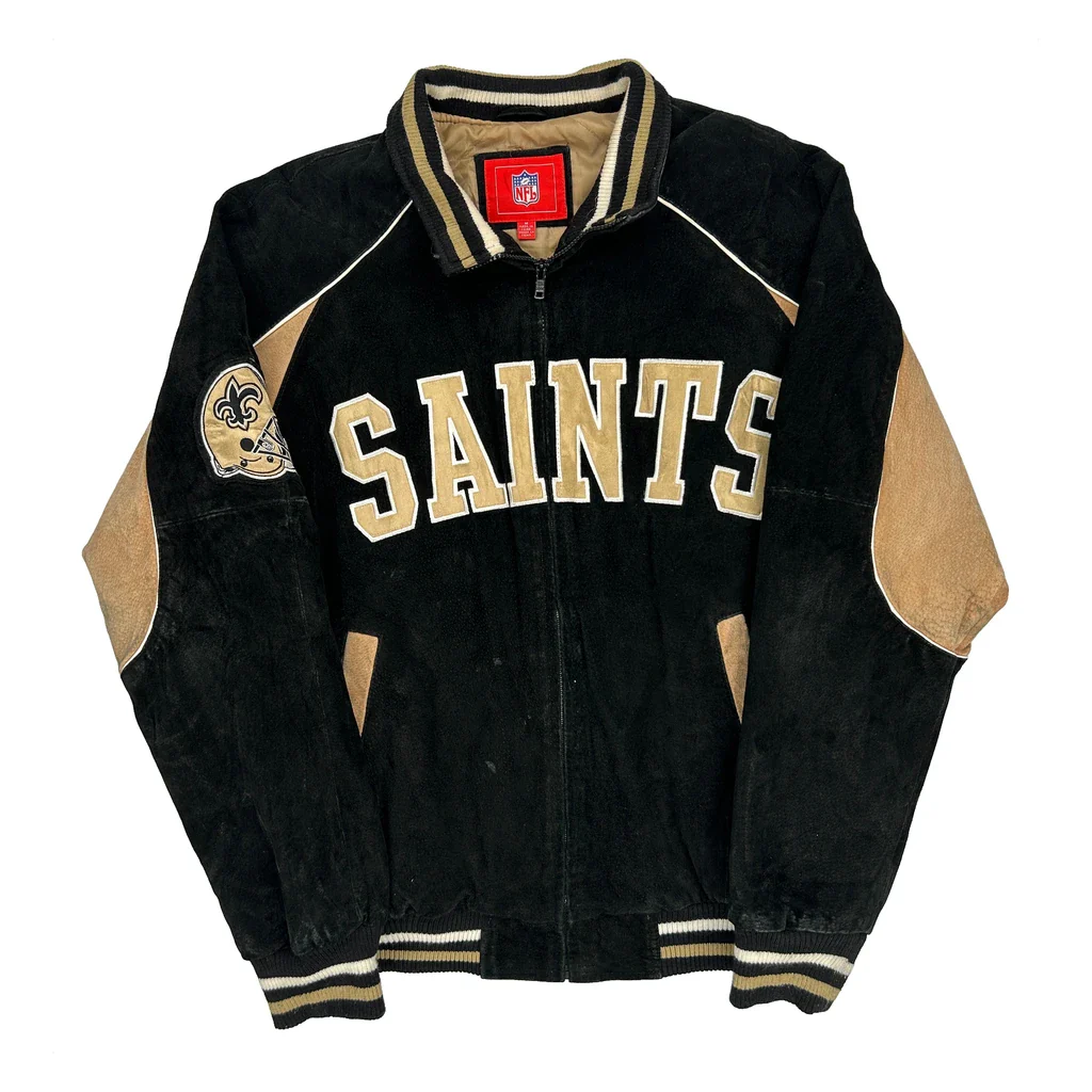 Saints Nfl Football Jacket - Medium Black Suede