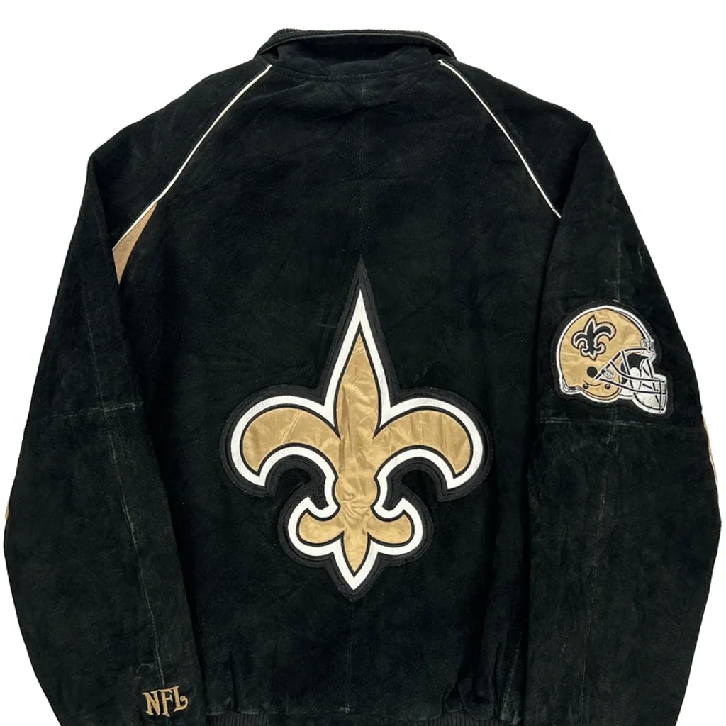 Saints Nfl Football Jacket - Medium Black Suede - Image 6