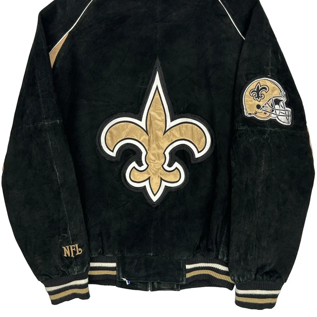 Saints Nfl Football Jacket - Medium Black Suede - Image 7
